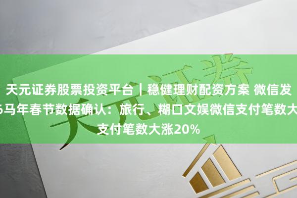 天元证券股票投资平台|稳健理财配资方案 微信发布2026马年春节数据确认:旅行、糊口文娱微信支付笔数大涨20%