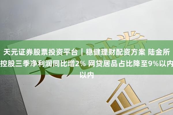天元证券股票投资平台|稳健理财配资方案 陆金所控股三季净利润同比增2% 网贷居品占比降至9%以内
