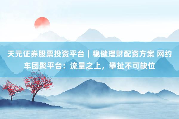 天元证券股票投资平台｜稳健理财配资方案 网约车团聚平台：流量之上，攀扯不可缺位